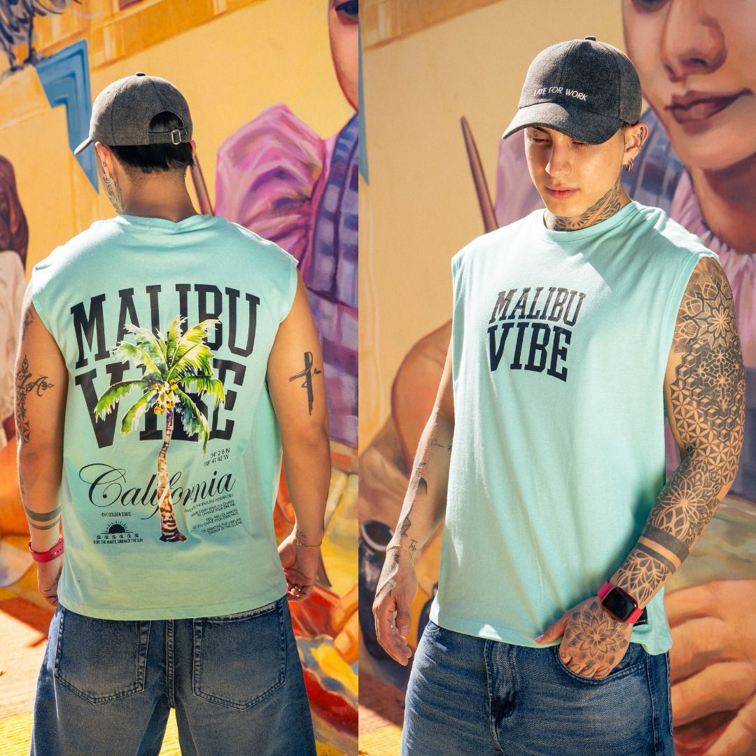 Malibu vibe graphic Casual Summer Sleeveless Tank Top