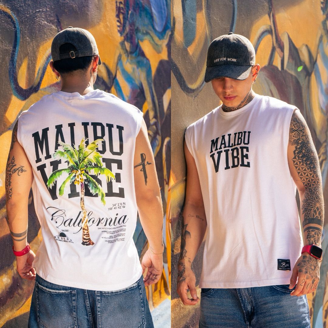 Malibu vibe graphic Casual Summer Sleeveless Tank Top